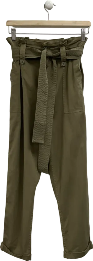 Topshop Green Paper Bag Waisted Trousers UK 8