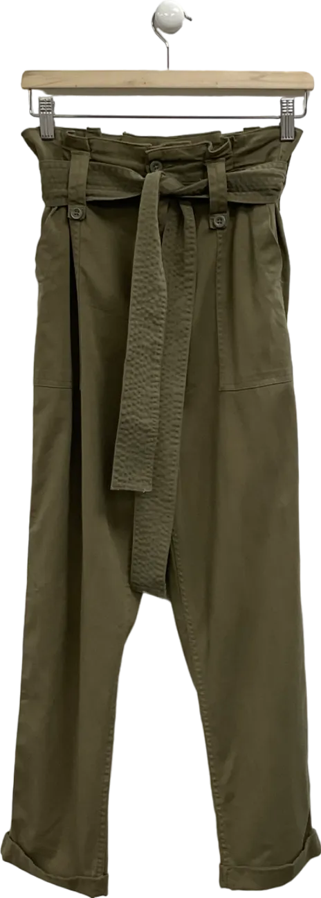 Topshop Green Paper Bag Waisted Trousers UK 8