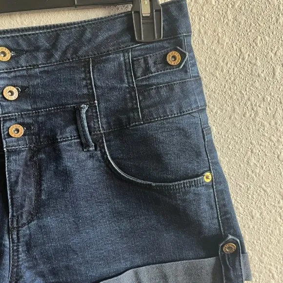 Topshop Women's High Rise Dark Wash Jean Denim Shorts Size 30