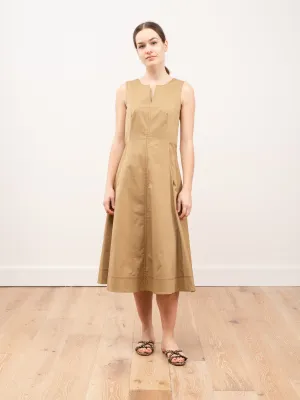 topstitched sleeveless dress - kaki