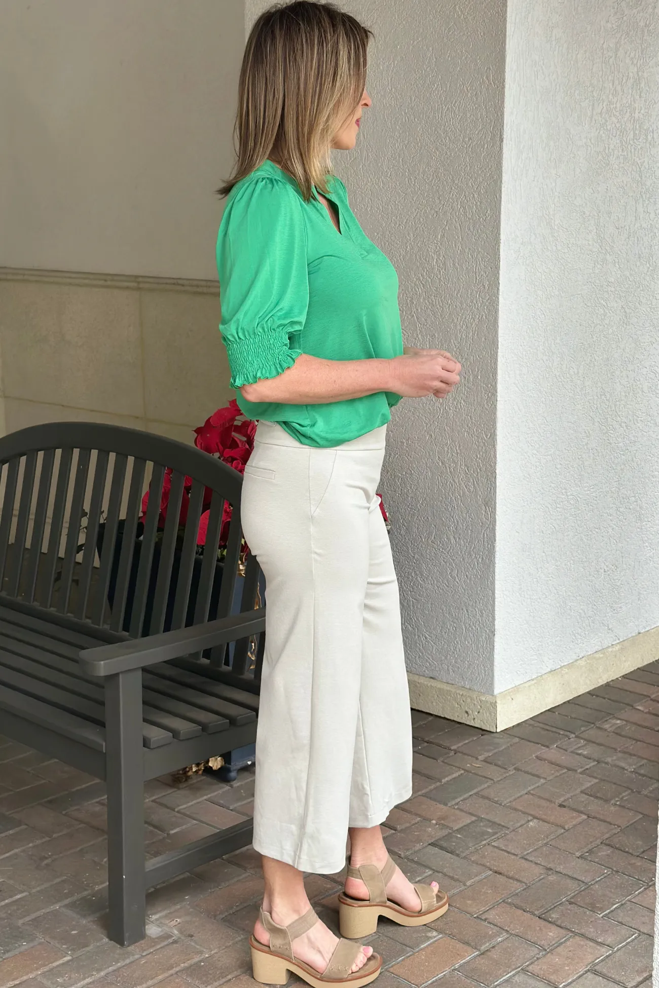 TPN Madison Wide Cropped Pants In Pearl Gray
