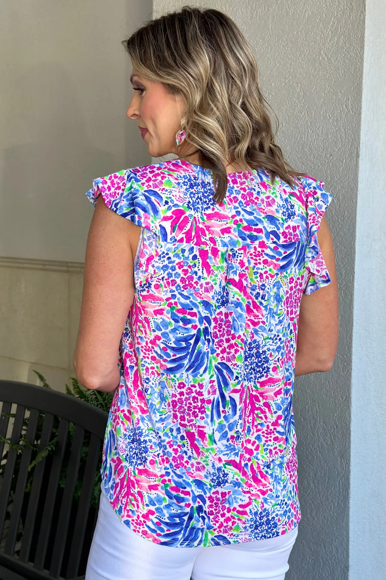 TPN Tropical Bloom Ruffle Sleeve Top