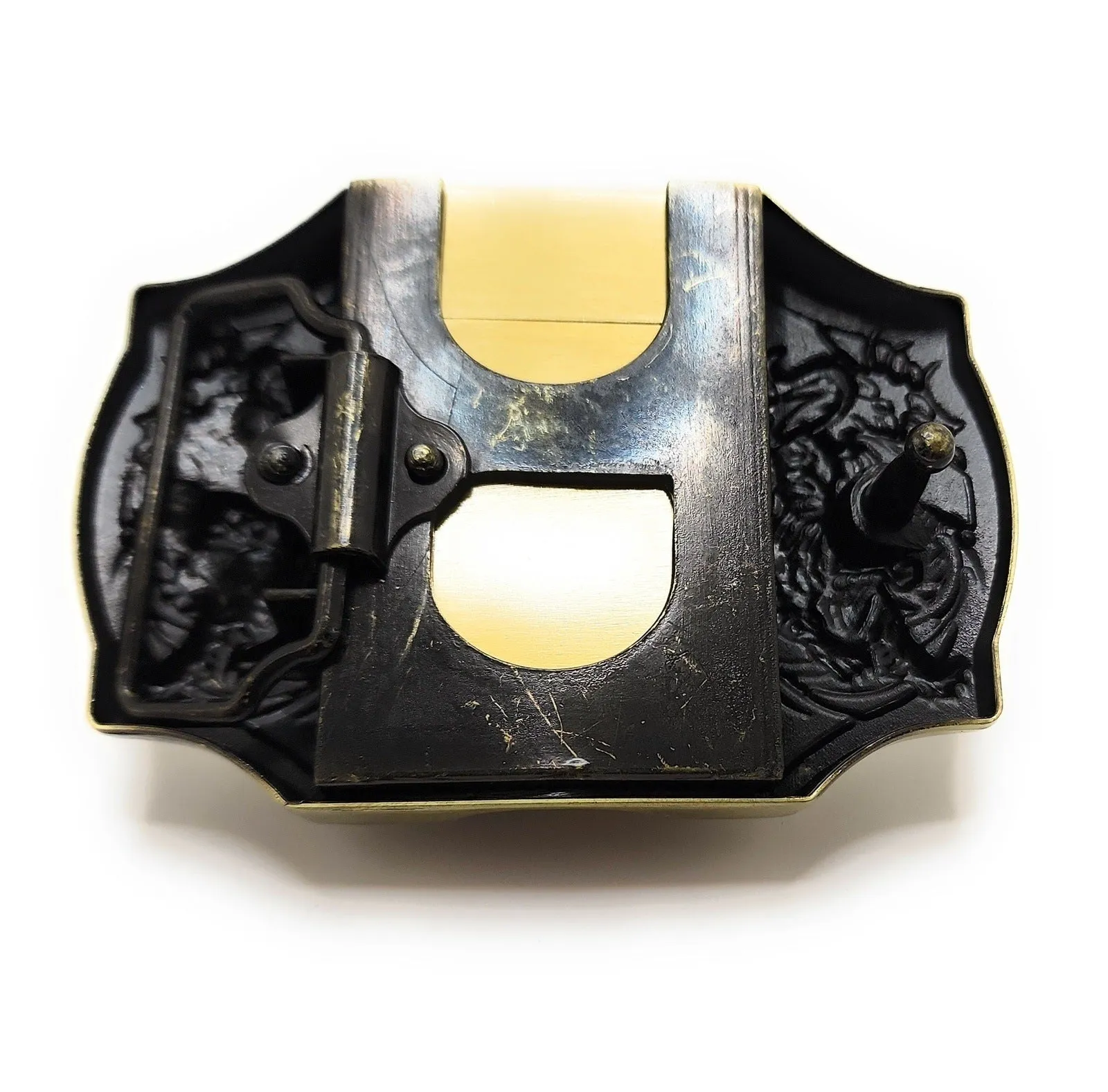 Triple Tigers Western Cowboy Bronze Plated Lighter Belt Buckle