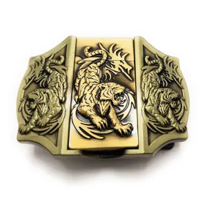 Triple Tigers Western Cowboy Bronze Plated Lighter Belt Buckle