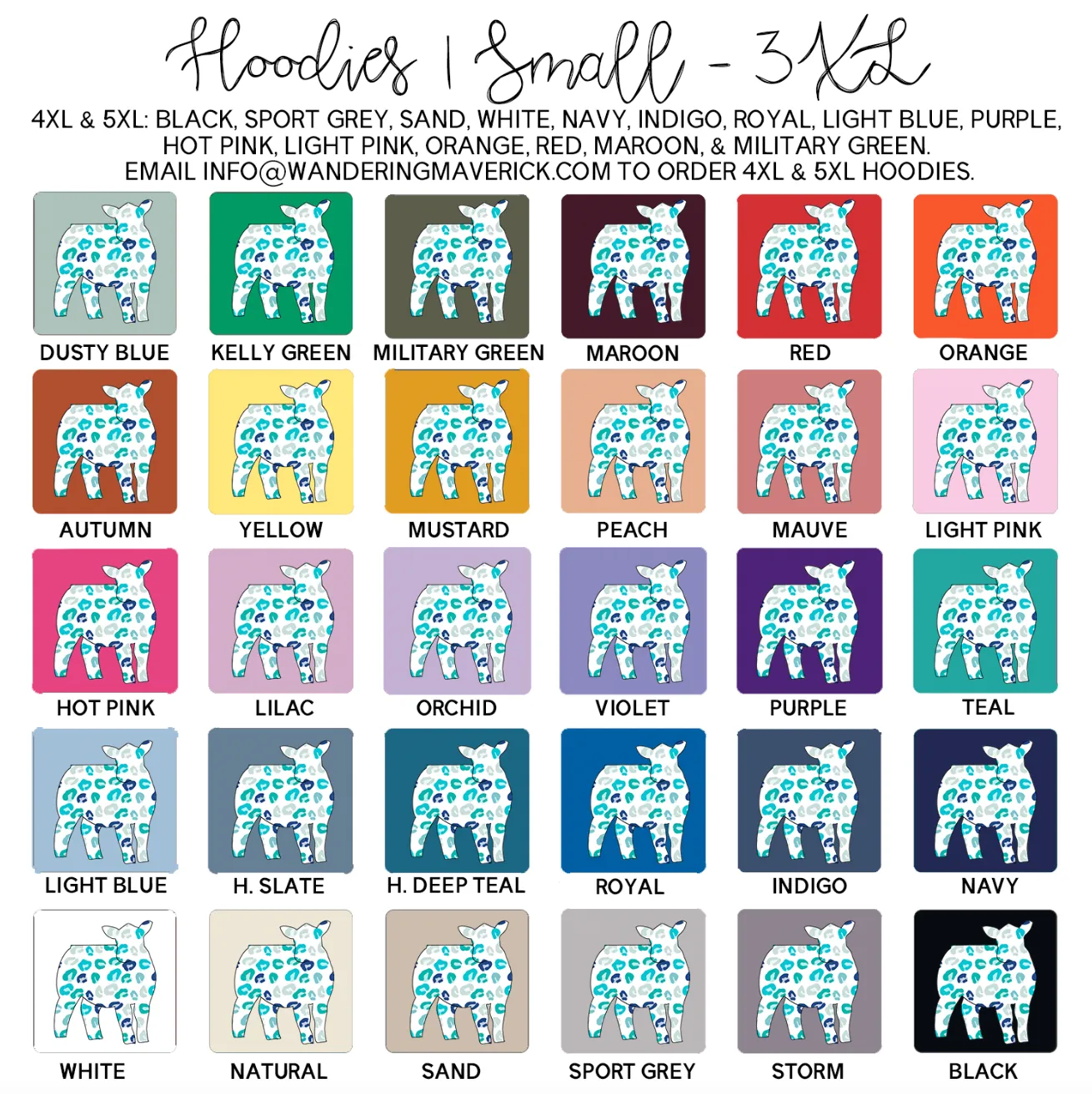 Turquoise Cheetah Steer Hoodie (S-3XL) Unisex - Multiple Colors!
