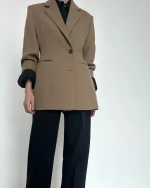 TWO BUTTON TAILORED BLAZER CARAMEL