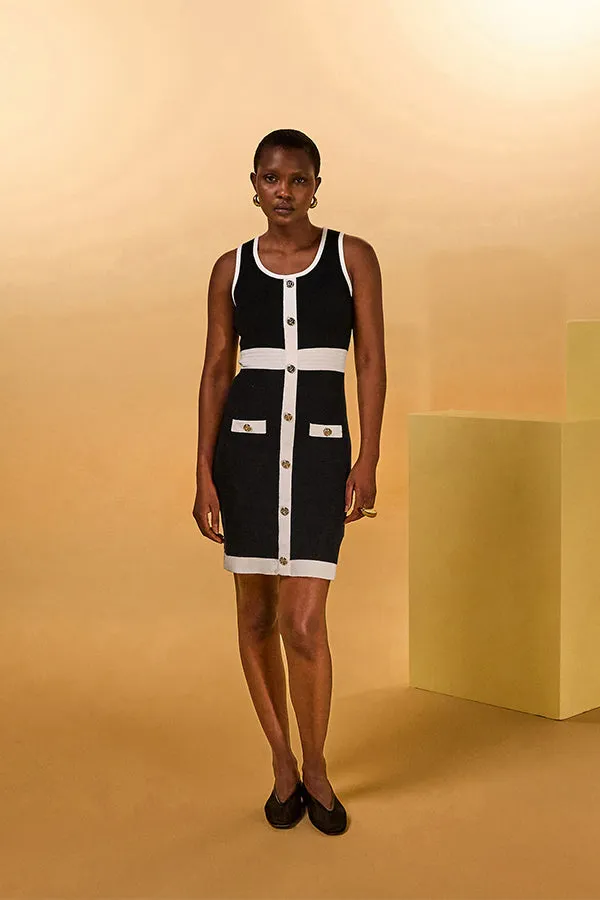 TWO-TONE SLEEVELESS SHORT DRESS