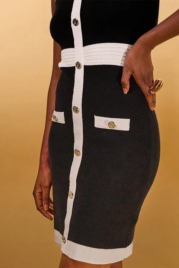 TWO-TONE SLEEVELESS SHORT DRESS