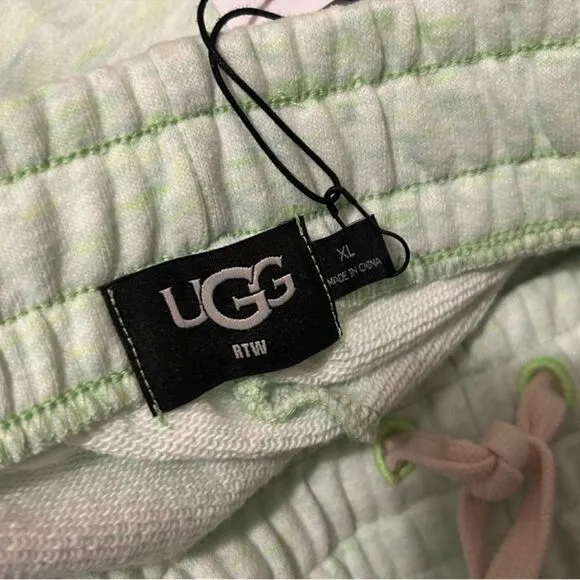 UGG NWT Elliana Melange French Terry Shorts *Green Neon Melange XL