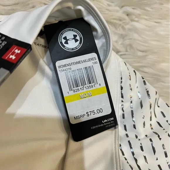Under Armour NWT 1344209 White &amp; Silver Metallic Links Printed Skort Medium