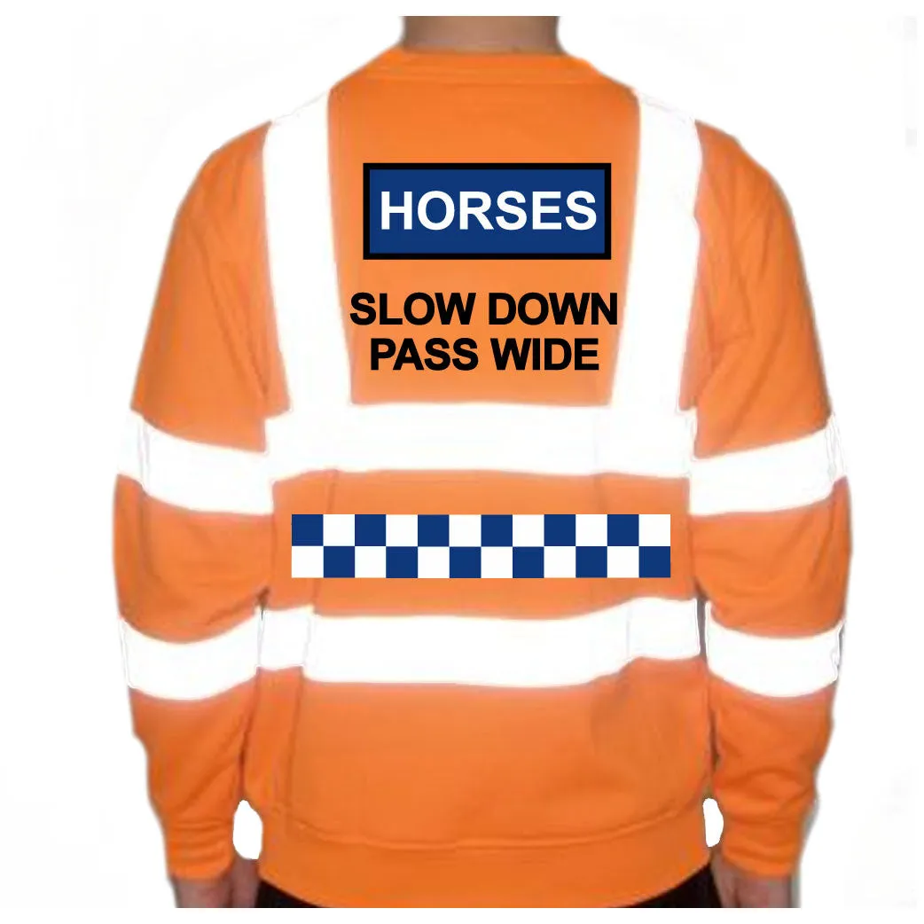 Unisex Hi-Vis Reflective Jumper/Sweatshirt - HORSES SLOW DOWN PASS WIDE