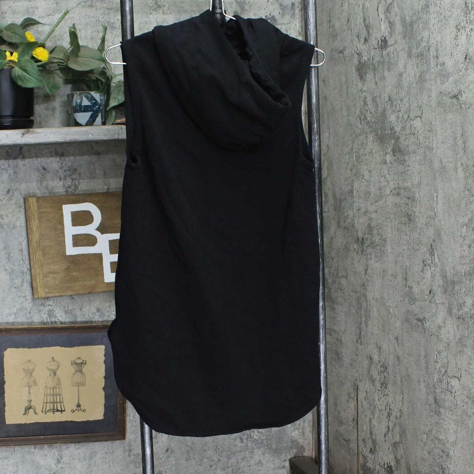 Urban Heritage 1975 Womens Sleeveless Fleece Tunic Hoodie Sweatshirt Black L