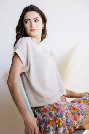 Urban Ribbed Knit Top for Women in Oatmeal | 13235-OAT
