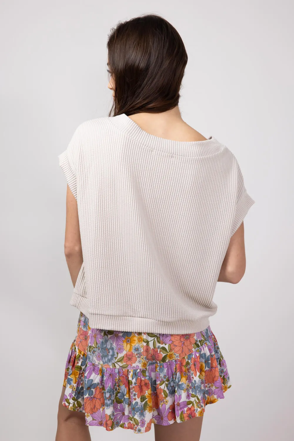 Urban Ribbed Knit Top for Women in Oatmeal | 13235-OAT