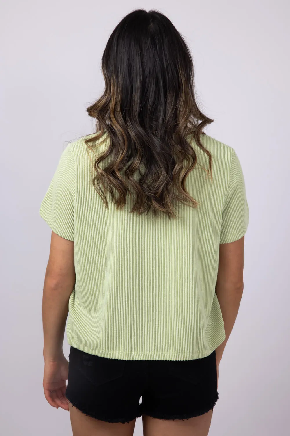 Urban Ribbed Knit Top for Women in Pistachio | T10488-PIS