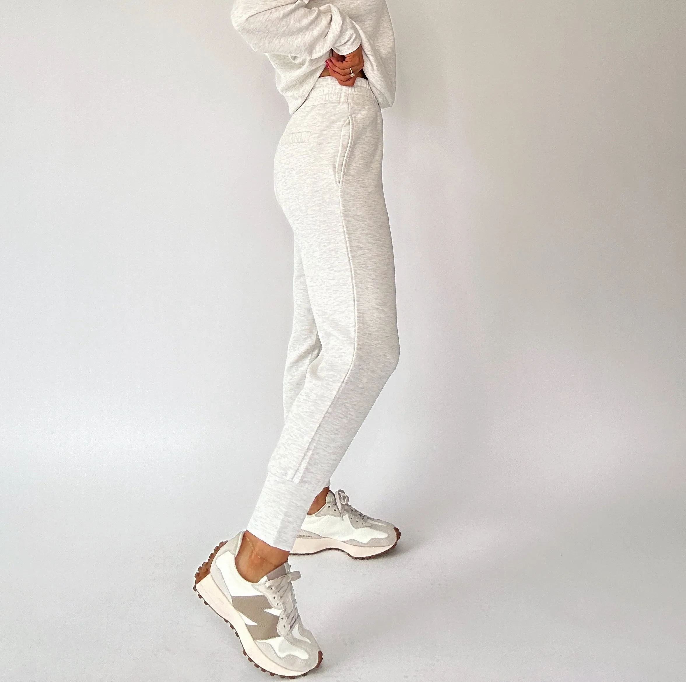 VARLEY Slim Cuff Pant - Ivory Marl