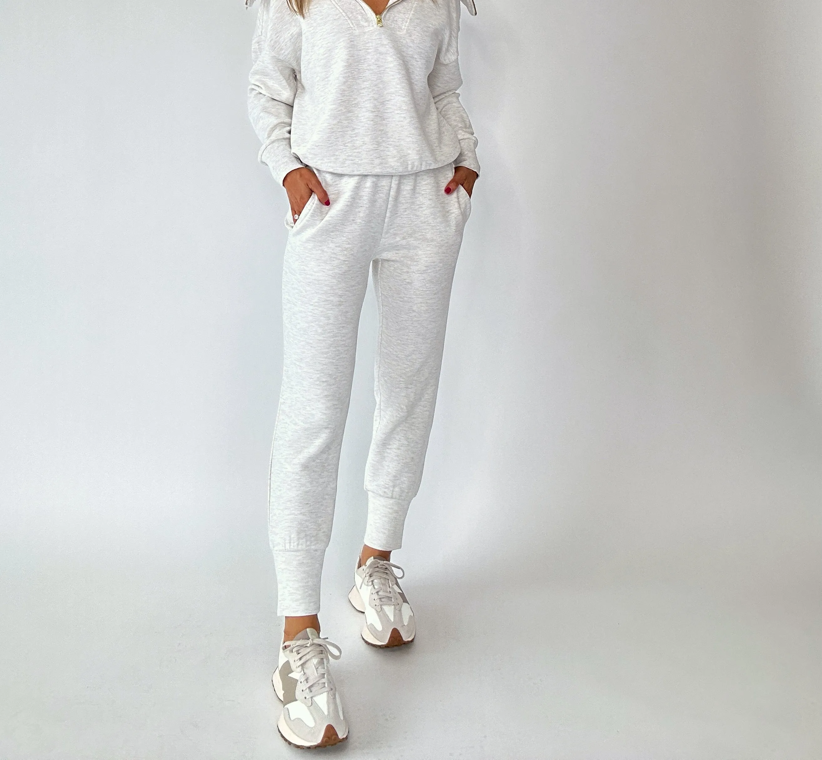 VARLEY Slim Cuff Pant - Ivory Marl