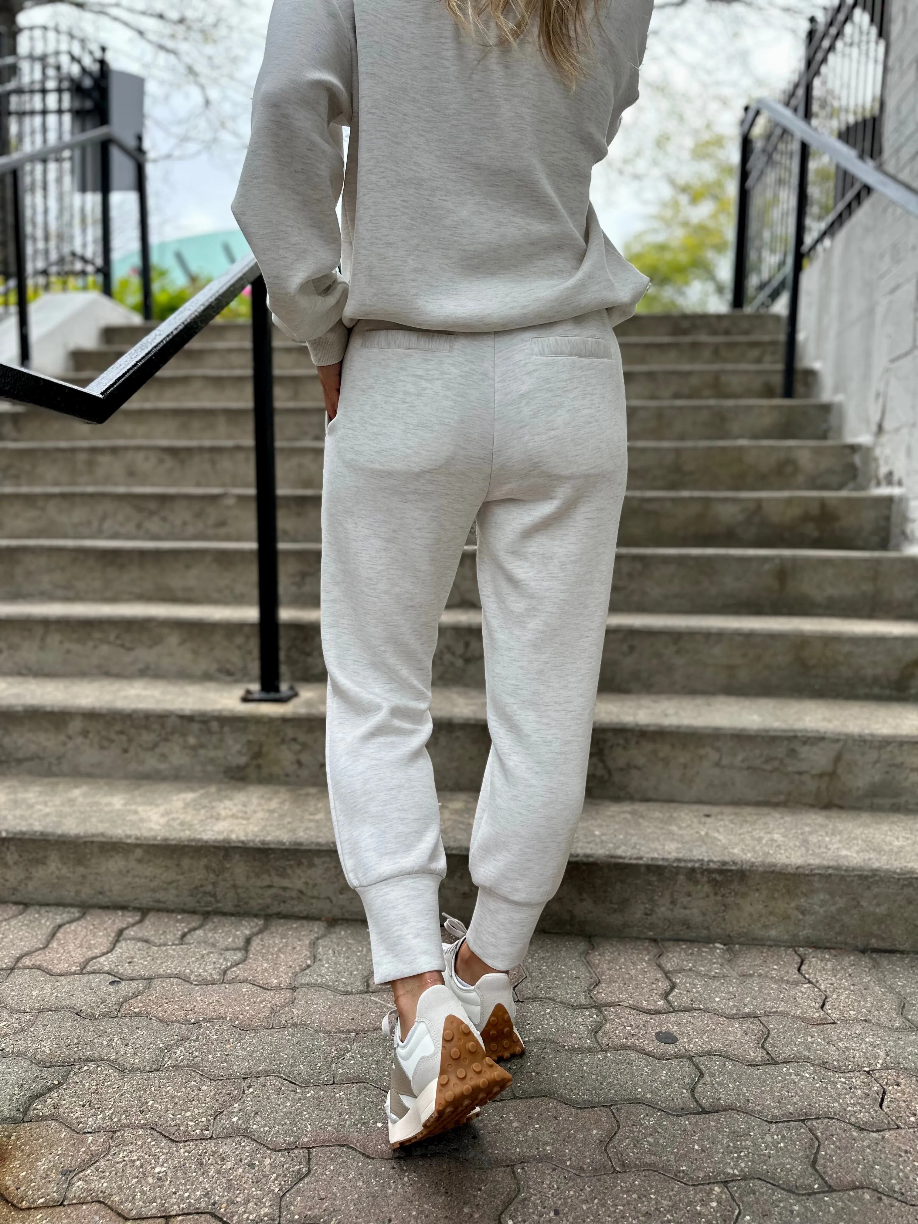 VARLEY Slim Cuff Pant - Ivory Marl