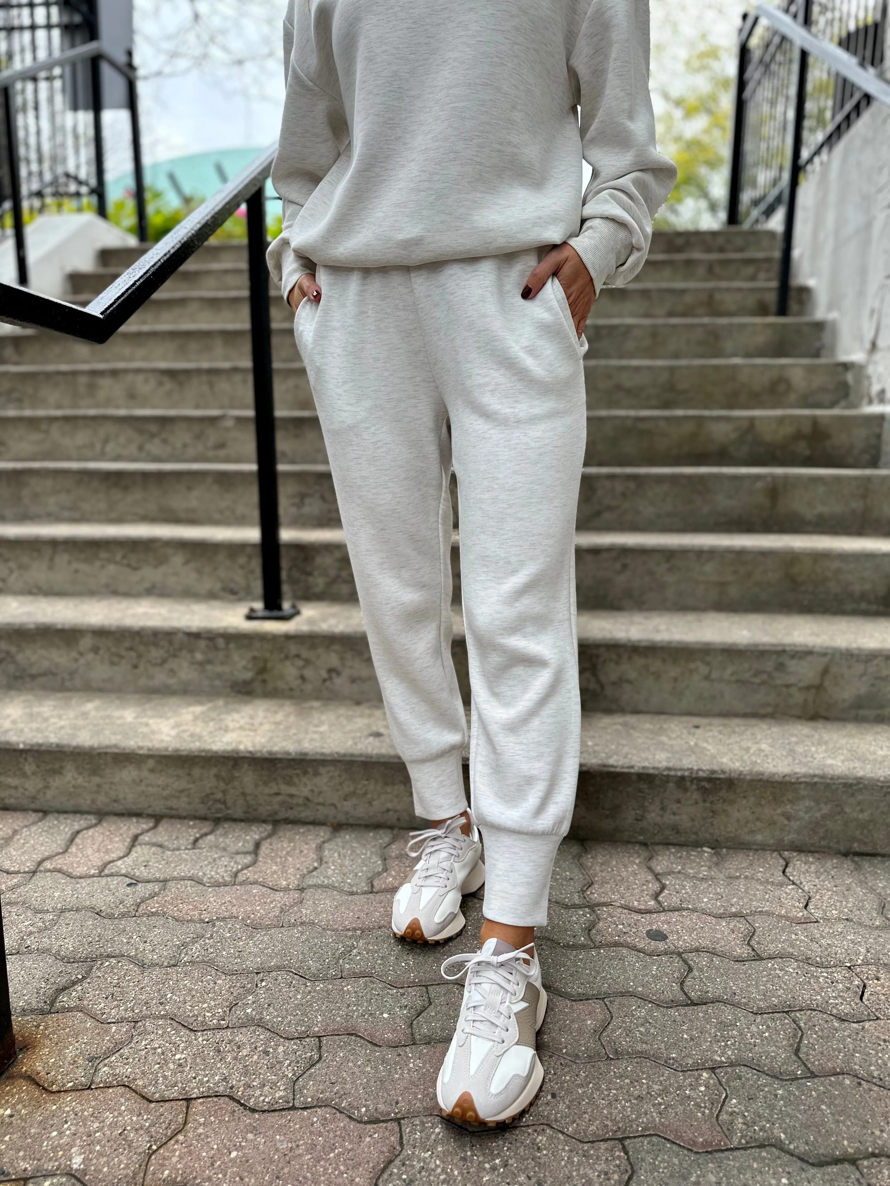 VARLEY Slim Cuff Pant - Ivory Marl