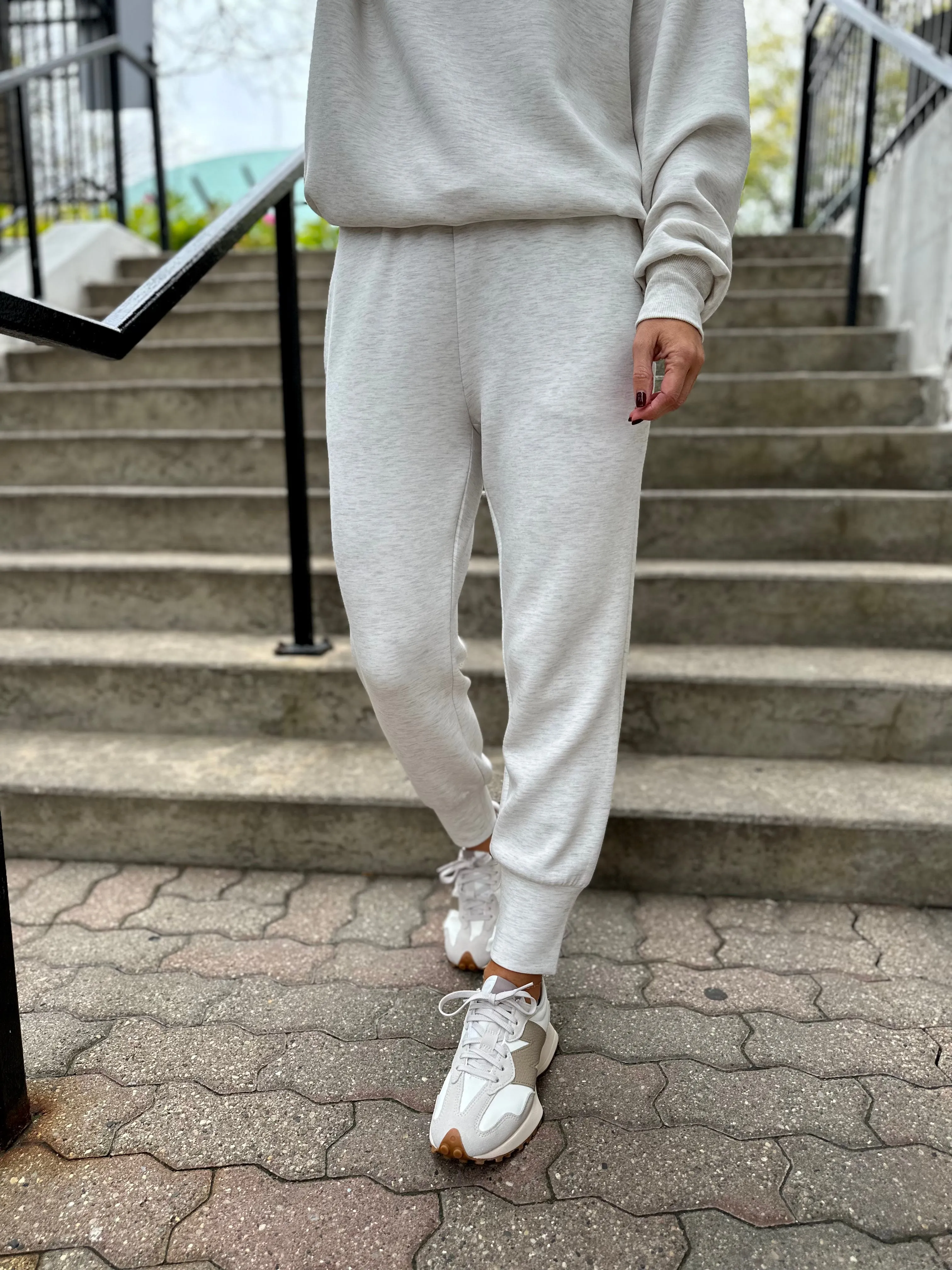 VARLEY Slim Cuff Pant - Ivory Marl