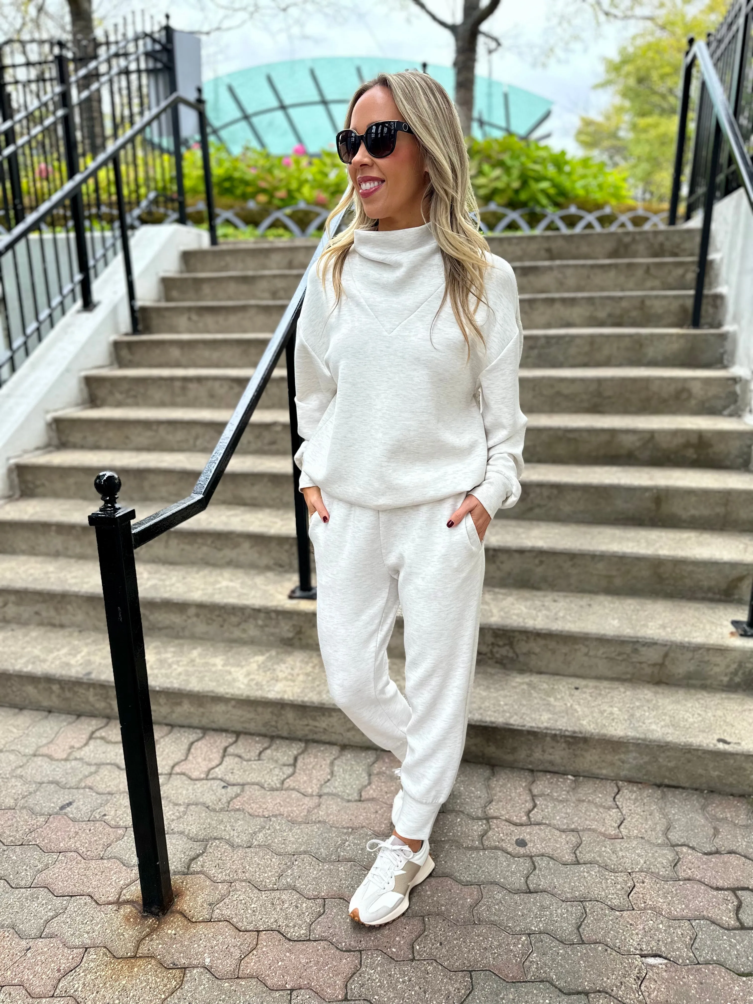 VARLEY Slim Cuff Pant - Ivory Marl