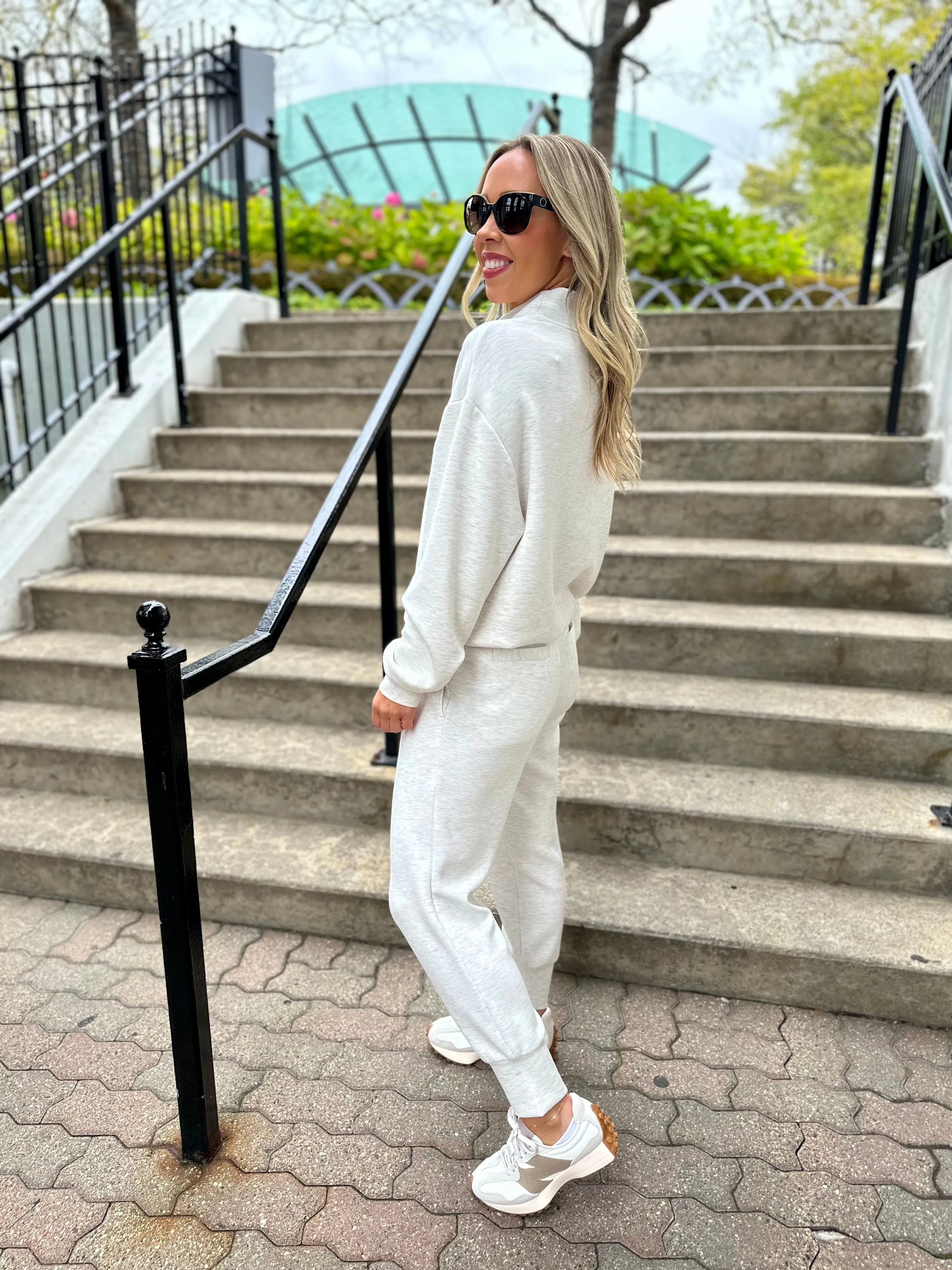 VARLEY Slim Cuff Pant - Ivory Marl