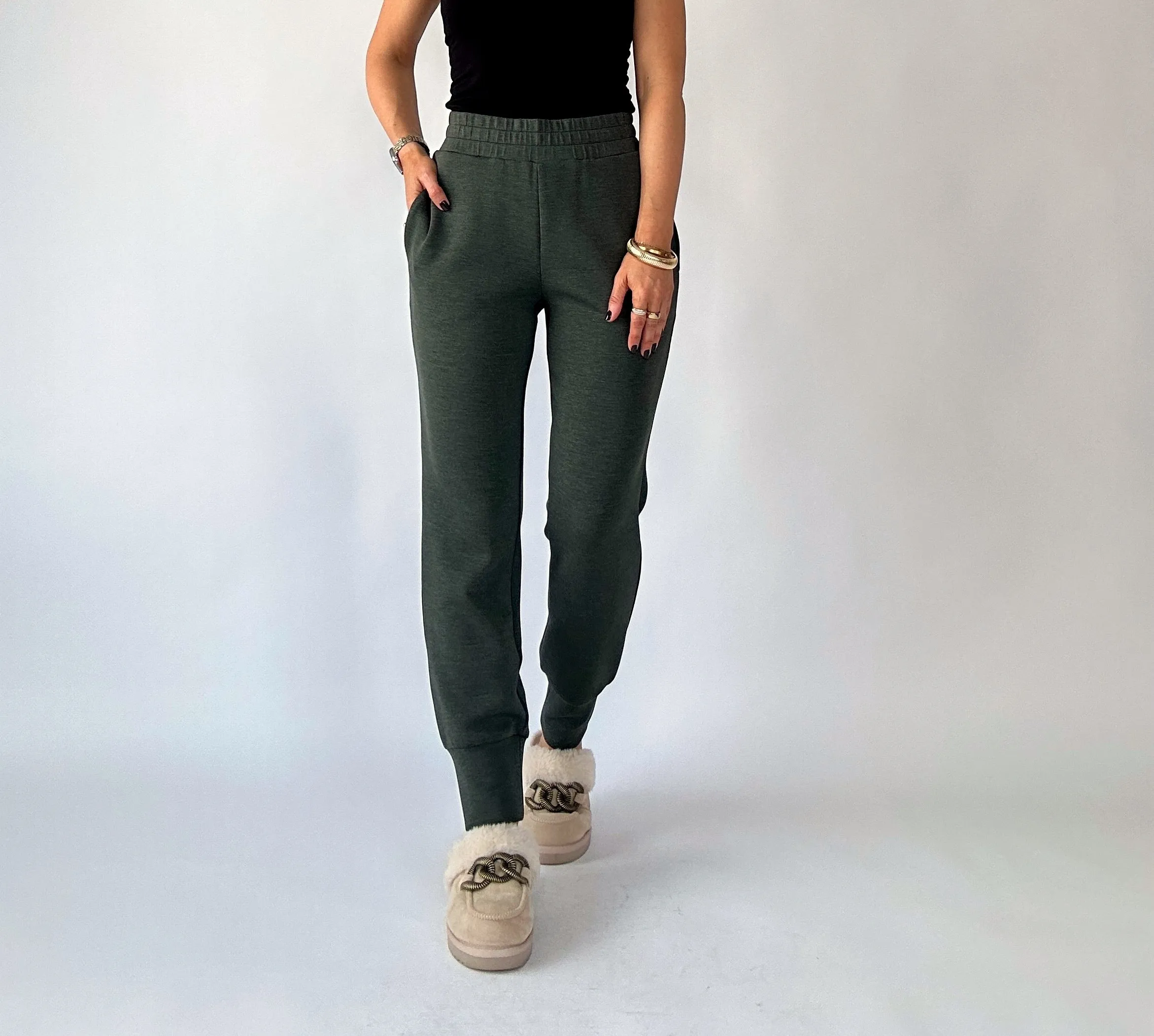VARLEY Slim Cuff Pant - Olive Marl 27.5"