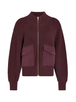Varley Tessa Knit Jacket in Deep Mahogany