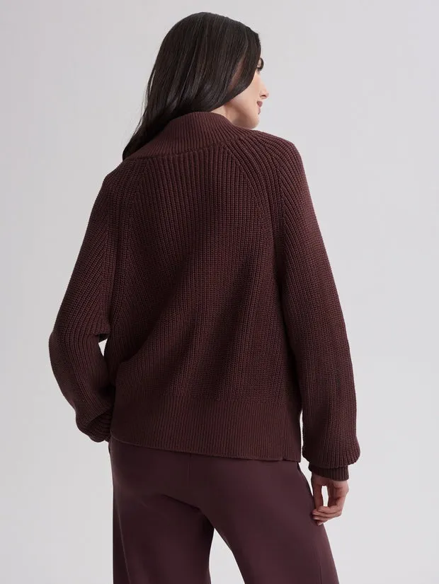 Varley Tessa Knit Jacket in Deep Mahogany