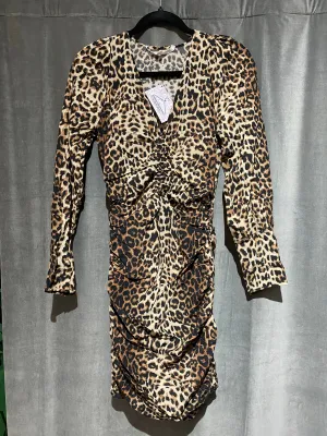Veronica Beard Leopard Three Quarter Ruched Fitted Dress