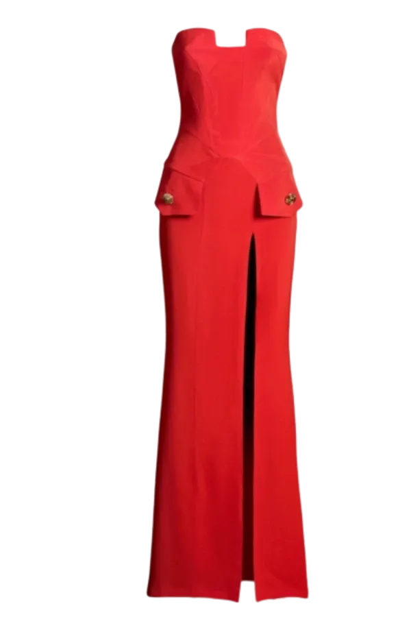 Versace x H&M Red Strapless Gown UK 12