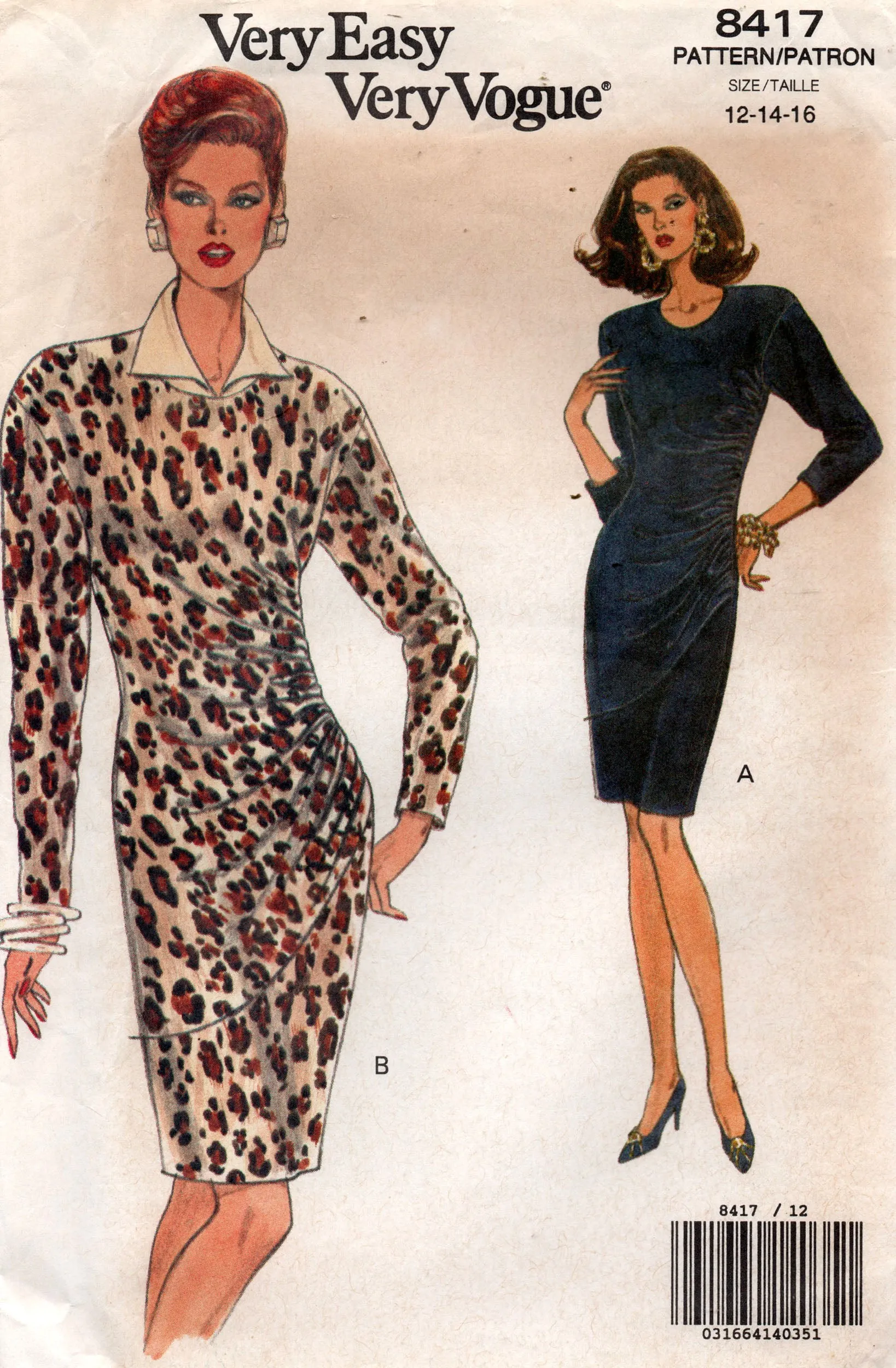 Very Easy Vogue 8417 Womens Side Ruched Evening Sheath Dress 1990s Vintage Sewing Pattern Size 12 - 16