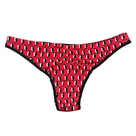 Victoria’s Secret 2014 penguin cheekini black and red  Low rise sz M