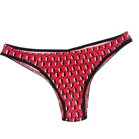 Victoria’s Secret 2014 penguin cheekini black and red  Low rise sz M