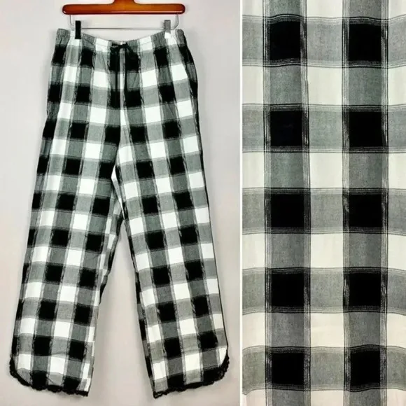 Victoria's Secret Black Plaid Metallic Pajama Pants