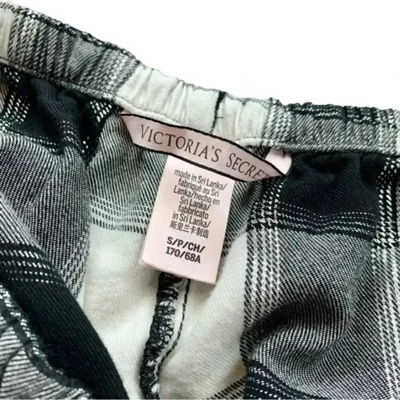 Victoria's Secret Black Plaid Metallic Pajama Pants