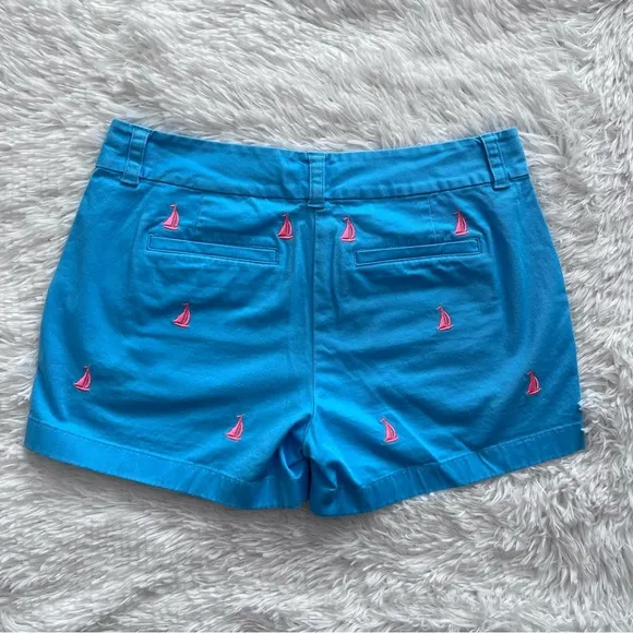 Vineyard Vines | Lake Blue &amp; Hot Pink Sailboat Embroidered Day Boat Shorts