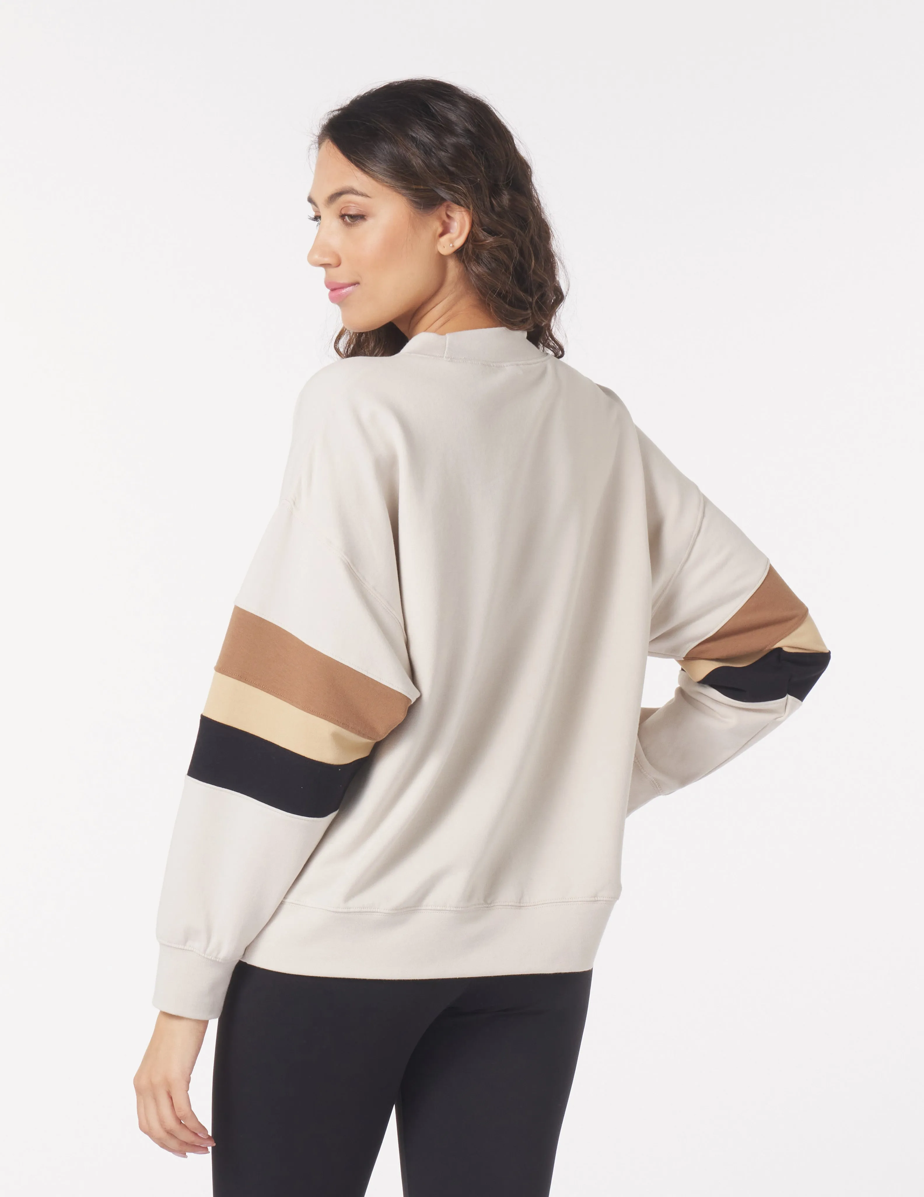 Vintage Oversized Crew: Oatmilk/Tonal Stripes