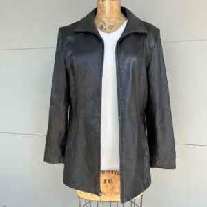 Vintage 90s JLC New York Supple Black Leather Zip Jacket - SZ L, City Chic