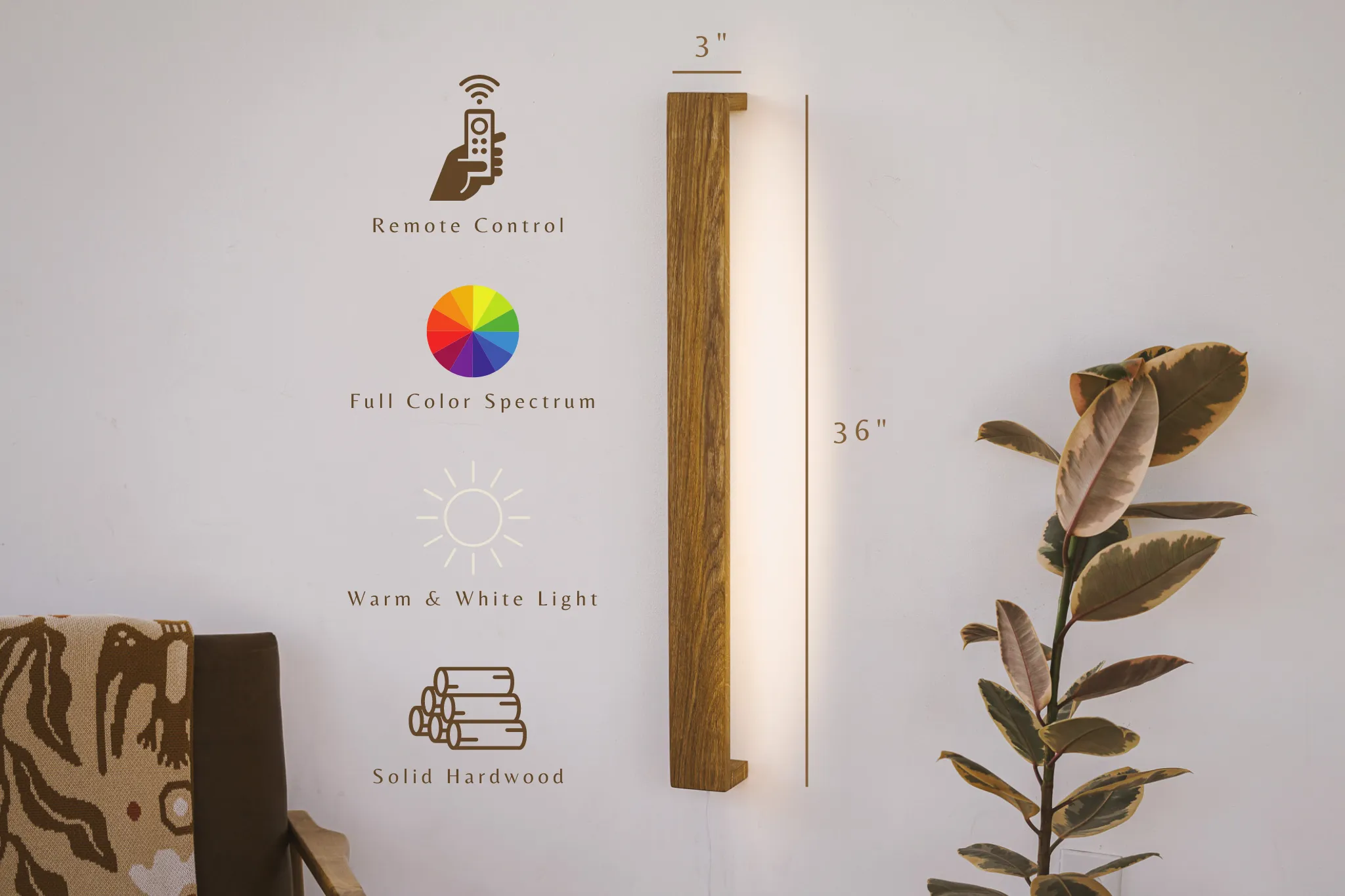 Vista Short Hardwood Wall Lamp