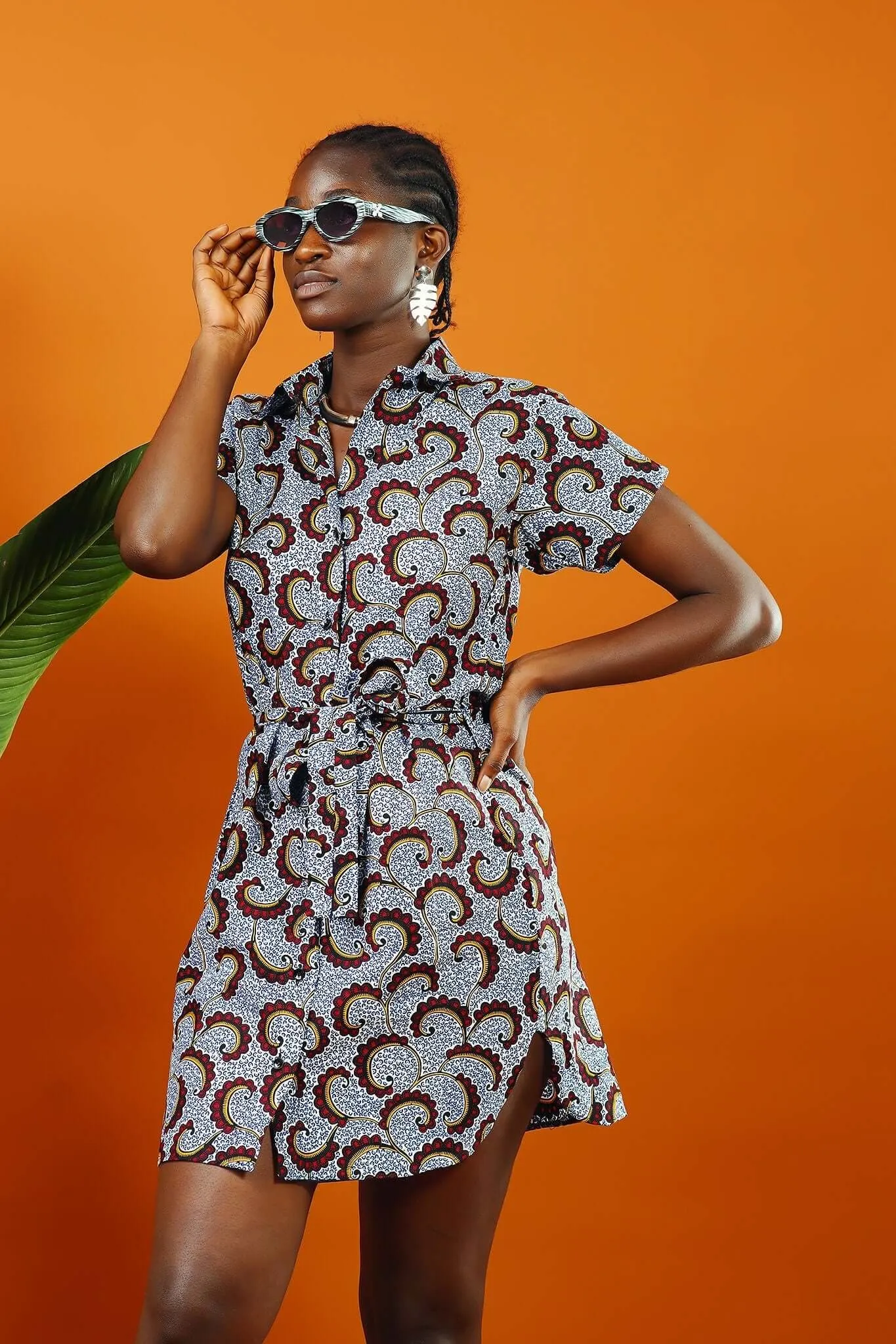 Volta African Print Midi Shirt Dress