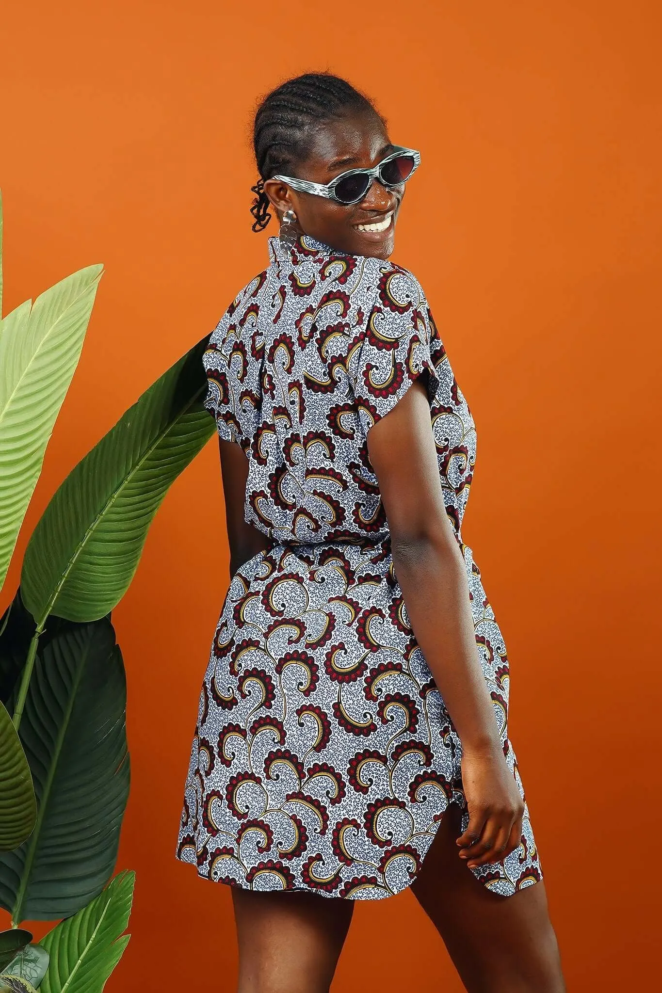 Volta African Print Midi Shirt Dress