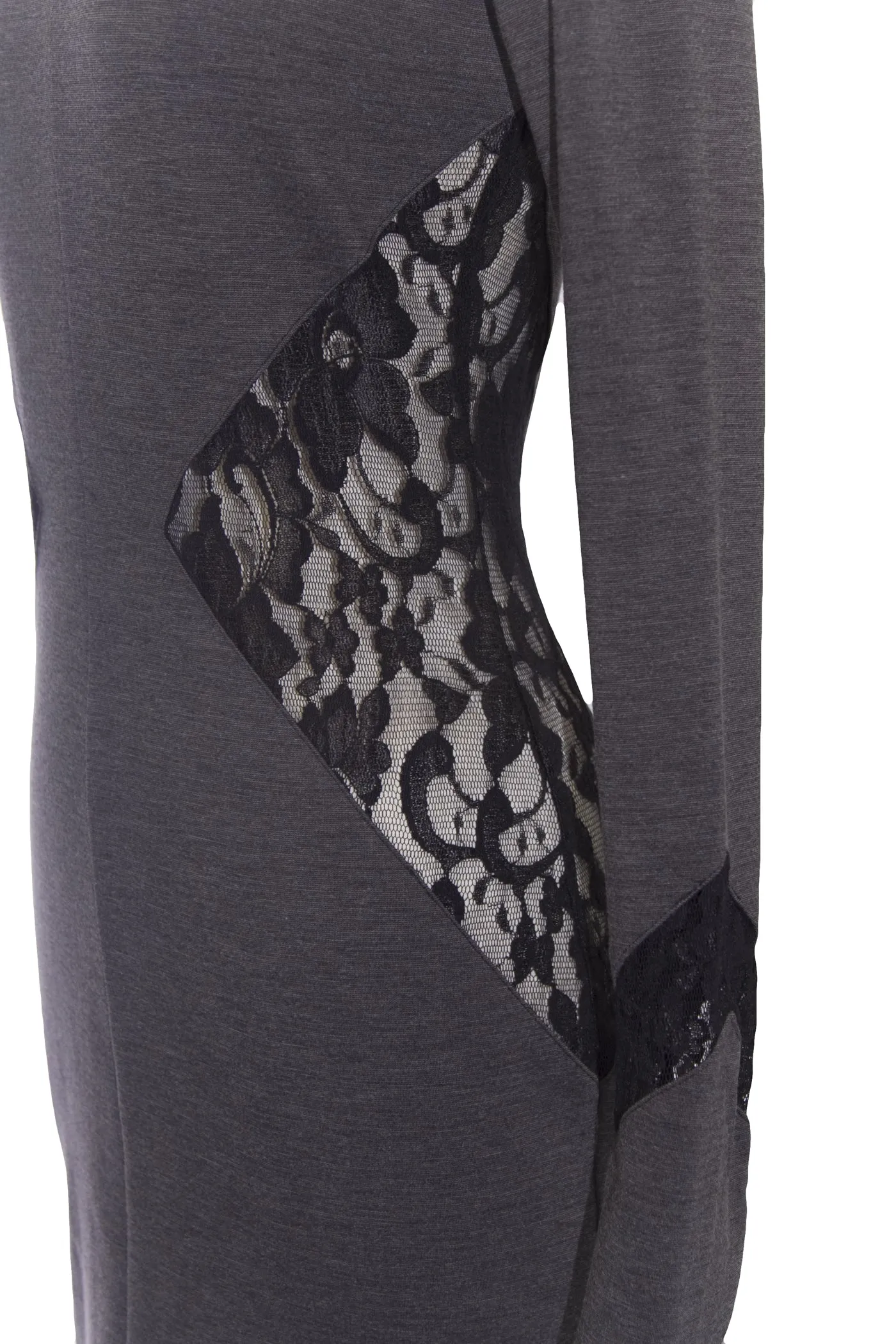 VON VONNI Women's Zaza Gray Fitted Long Sleeve Cut-Out Mini Dress Sz S $140 NEW