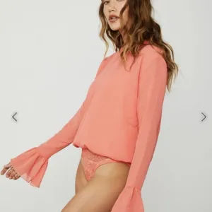 We are HAH Coral Chiffon Lace Bodysuit