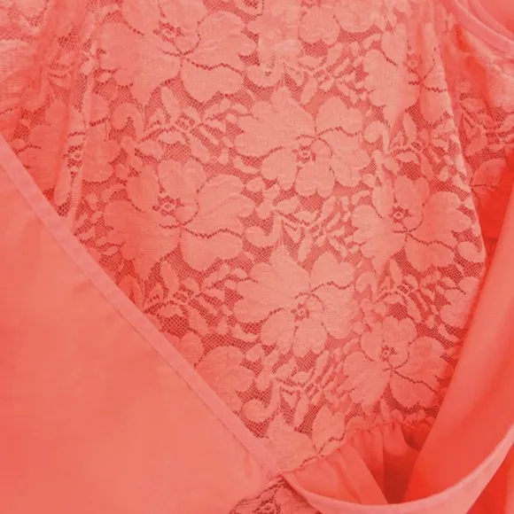 We are HAH Coral Chiffon Lace Bodysuit