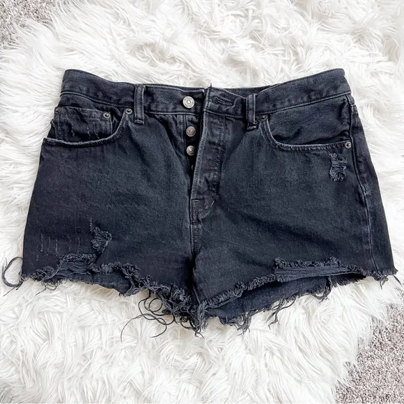 We The Free | Black Distressed Jean Shorts