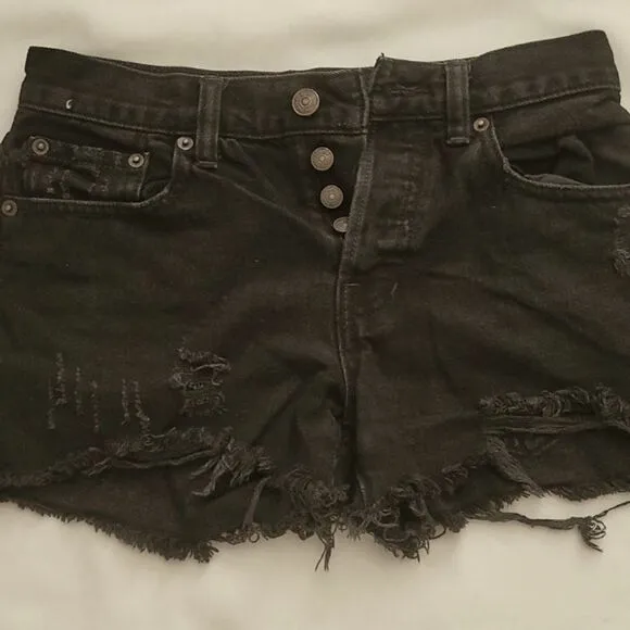 We the free black distressed shorts size 25