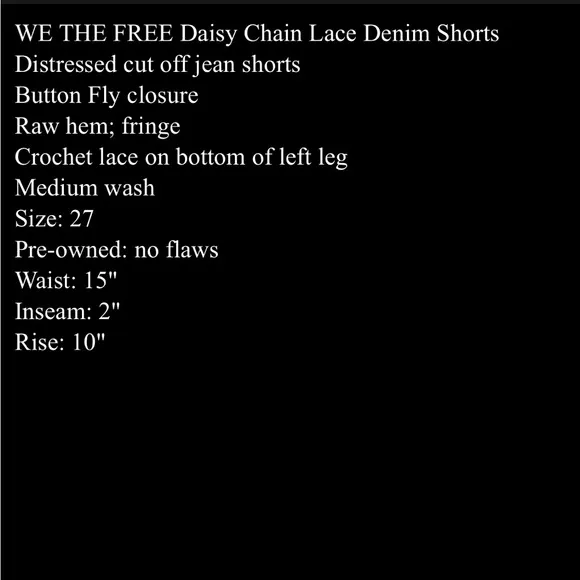 WE THE FREE Daisy Chain Lace Denim Shorts Distressed cut off jean shorts Fringe