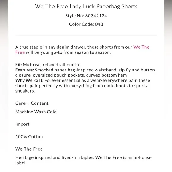 We the Free Lady Luck Paper bag shorts