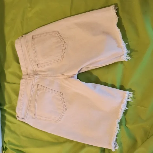 We The Free Women's Distressed Cream Denim Shorts Size 29